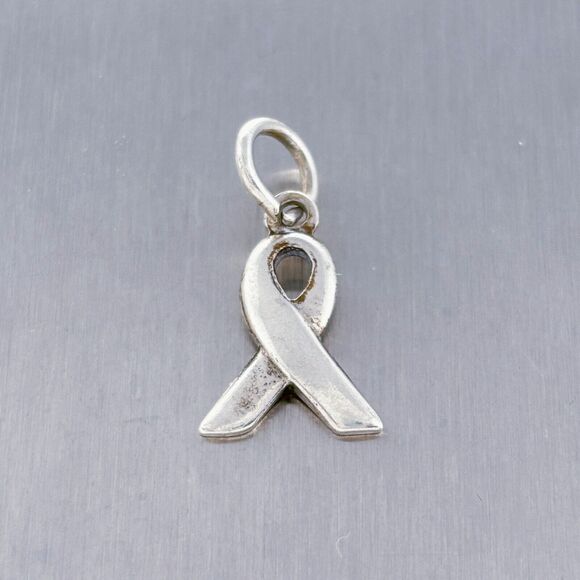 Vintage SIC Sterling Silver 925 Breast Cancer Awareness Ribbon Charm Pendant - Picture 5 of 5